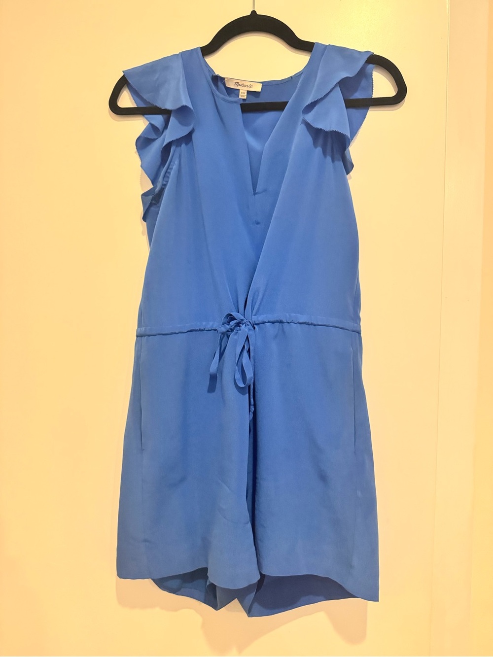 Madewell Bright Blue Short Sleeve Romper